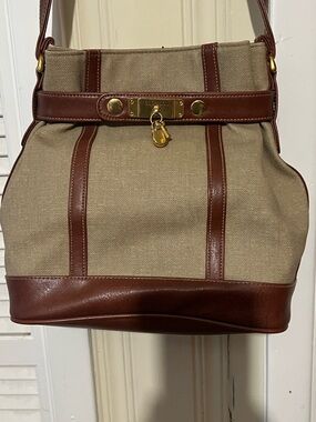 Capezio Brown Leather Wrist Strap with Gold Padlock and Key Charm